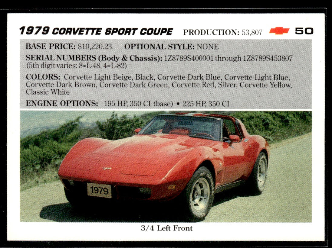 1991 Collect-A-Card Vette Set #50 1979 Corvette Sport Coupe 1363