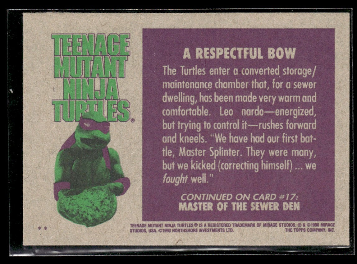 1990 Topps Teenage Mutant Ninja Turles : The Movie #16 A Respectful Bow 1363