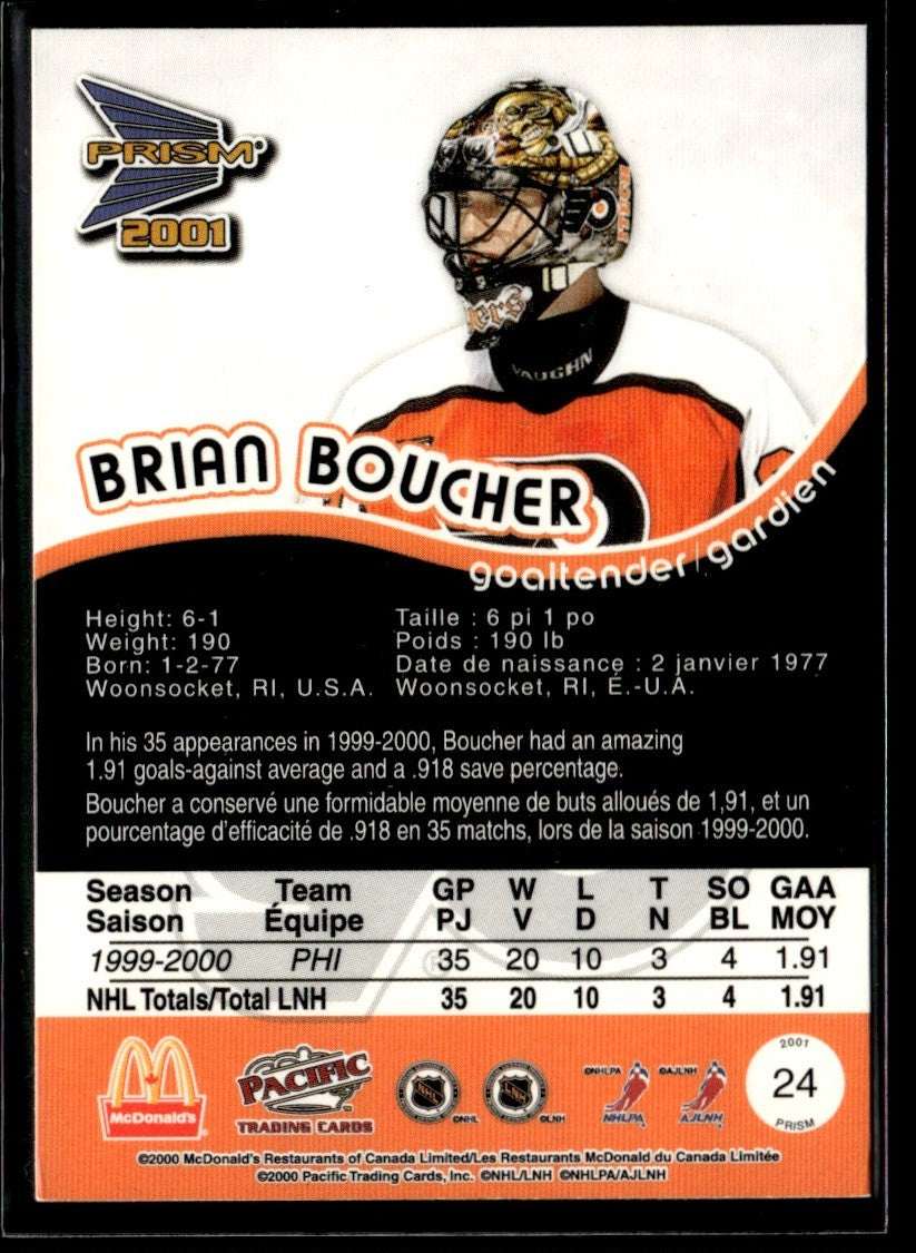 2000-01 Pacific Prism McDonald's #24 Brian Boucher Philadelphia Flyers 2245