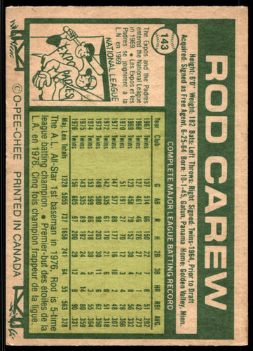 1977 O-Pee-Chee  #143 Rod Carew  SP  Minnesota Twins 1111