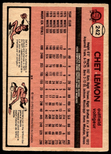 1981 O-Pee-Chee  #242 Chet Lemon   Chicago White Sox 1111