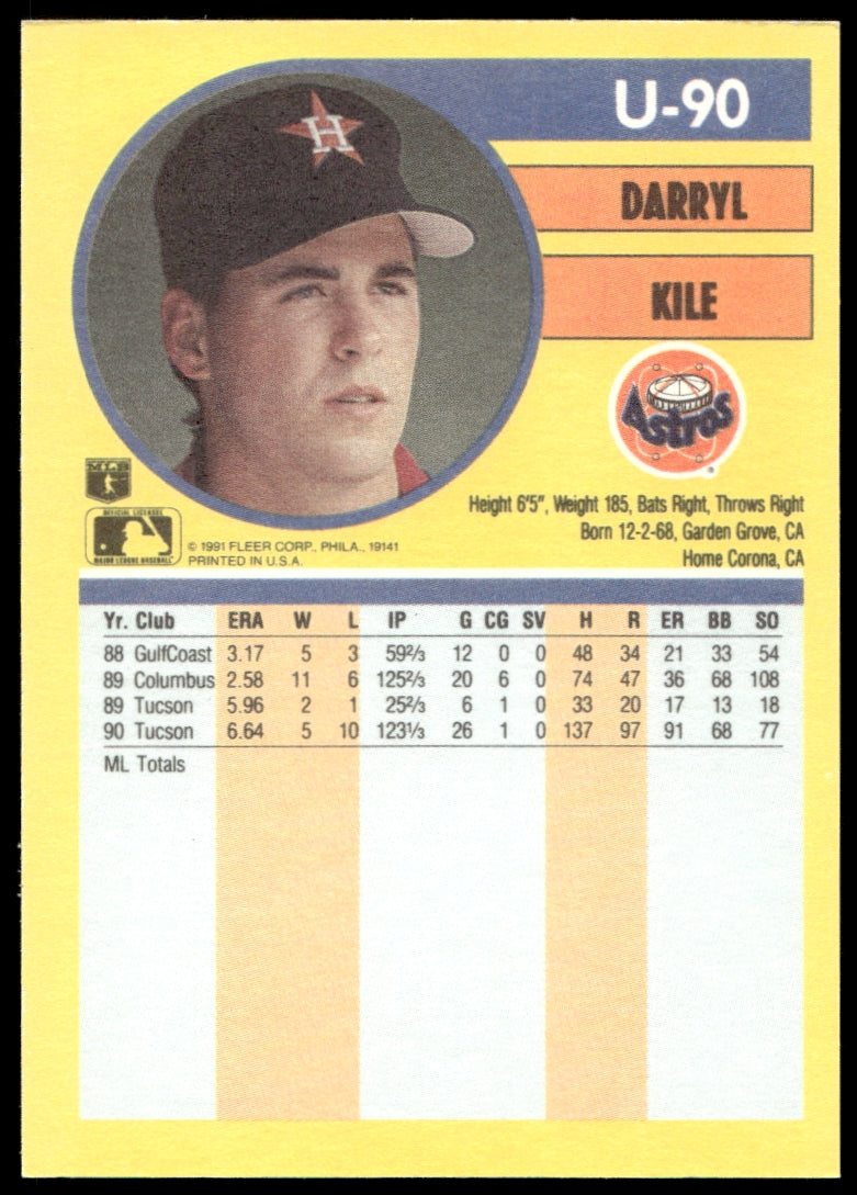 1991 Fleer Update  #U-90 Darryl Kile   Houston Astros 1111
