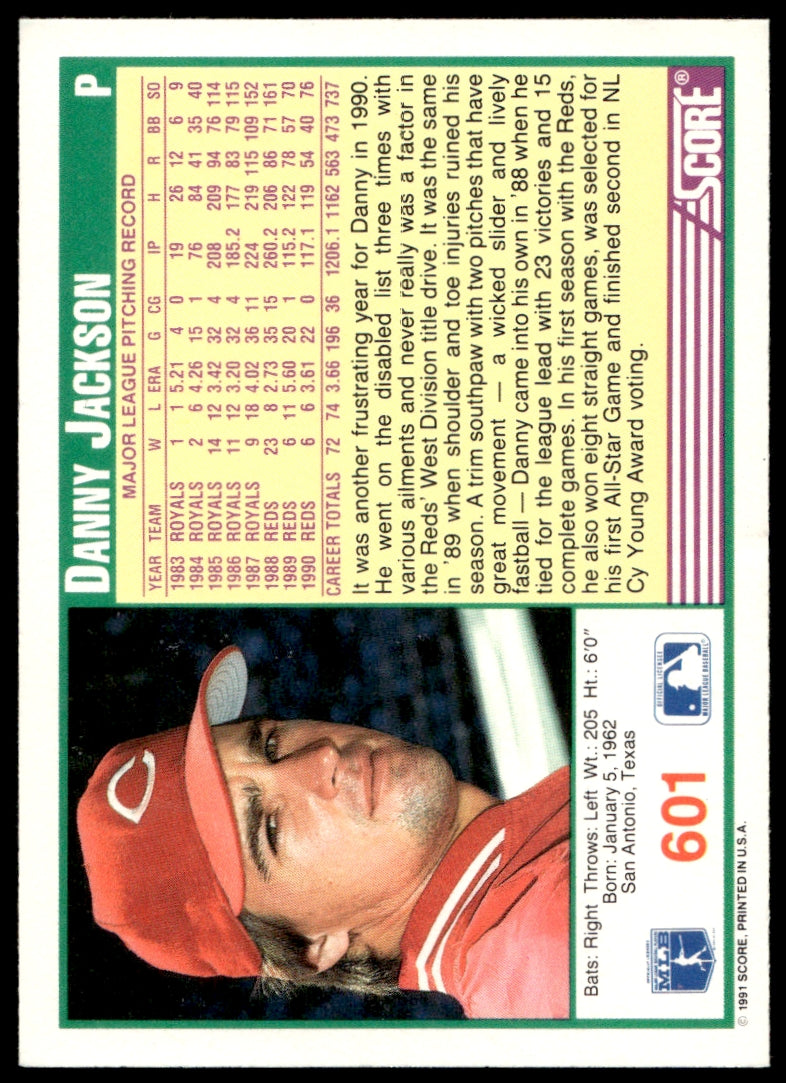 1991 Score  #601 Danny Jackson   Cincinnati Reds 1111