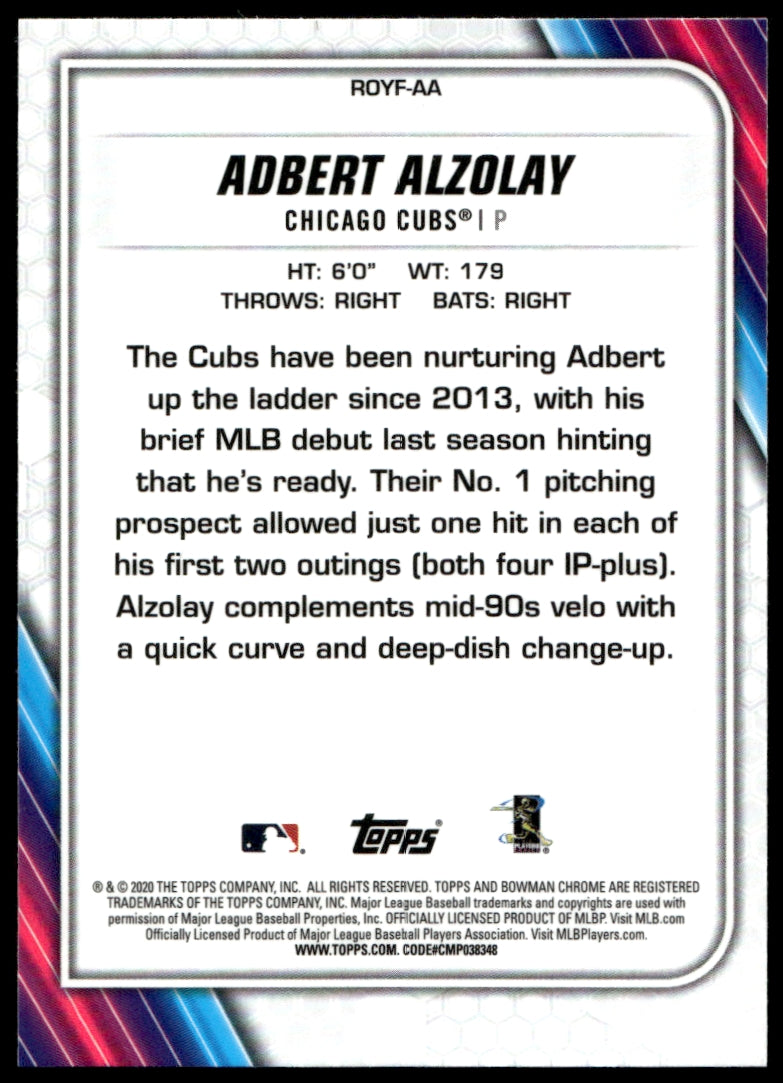 2020  Bowman Rookie of the Year Favorites #ROYF-AA Adbert Alzolay Cubs 1114