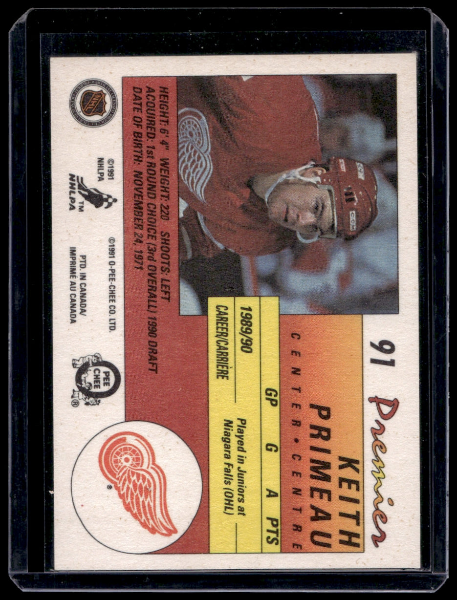 1990 O-Pee-Chee Premier  #91 Keith Primeau RC  Detroit Red Wings 2111