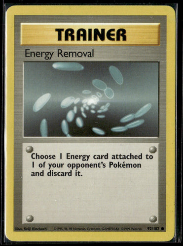 1999 Pokemon Base Set  #92/102 Trainer : Energy Removal   - 3111