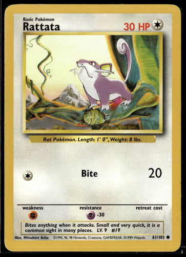 1999 Pokemon Base Set  #61/102 Rattata   - 3111