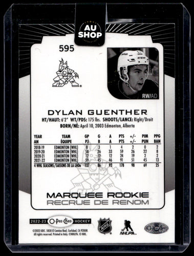 2022 O-Pee-Chee Rainbow Black #595 Dylan Guenther SN100  Arizona Coyotes 2112
