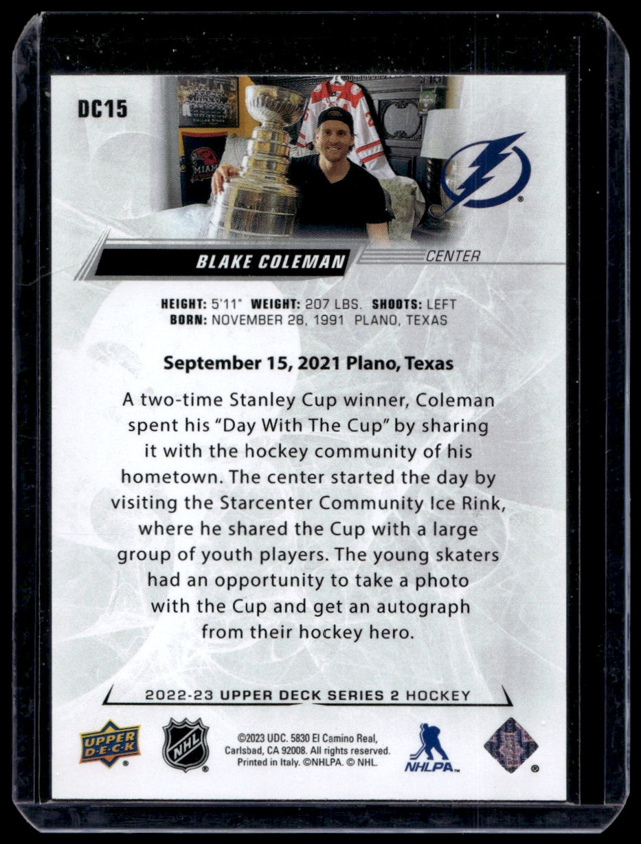 2022-23 Upper Deck Day with the Cup #DC15 Blake Coleman Tampa Bay 2112