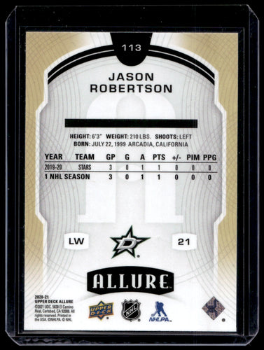 2020 Upper Deck Allure  #113 Jason Robertson  SP  Dallas Stars 2112