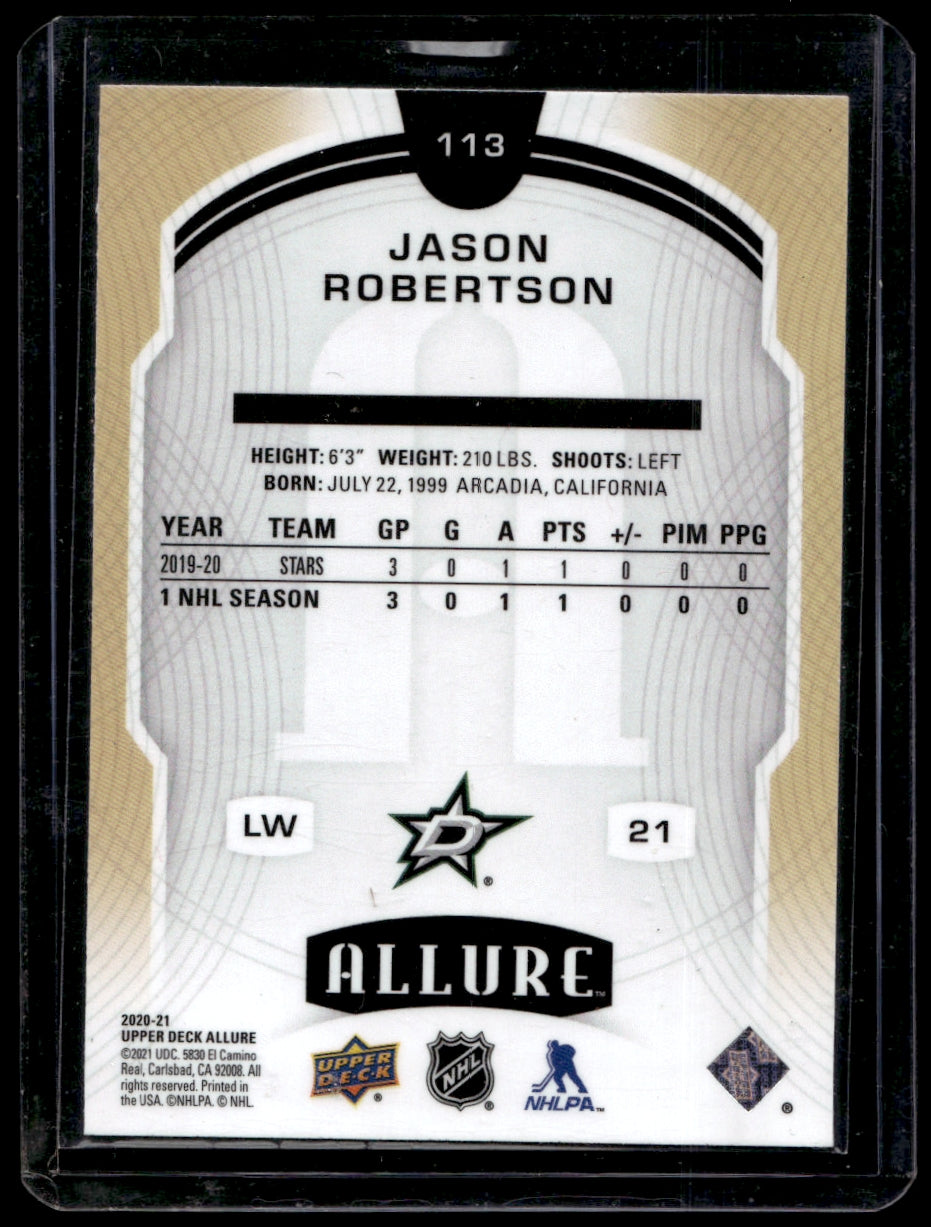 2020 Upper Deck Allure  #113 Jason Robertson  SP  Dallas Stars 2112