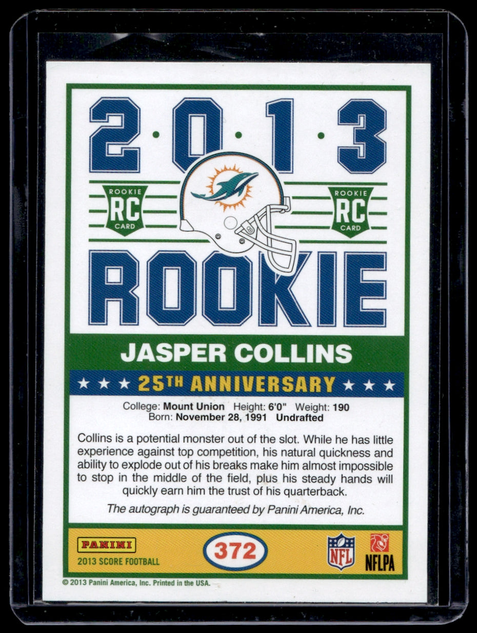 2013 Score Rookie Signatures Blue #372 Jasper Collins  AU  Miami Dolphins 1362
