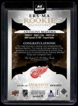 2016 ICE Exquisite Rookie Signatures #ERS-MA Anthony Mantha  AU, SN225 2241