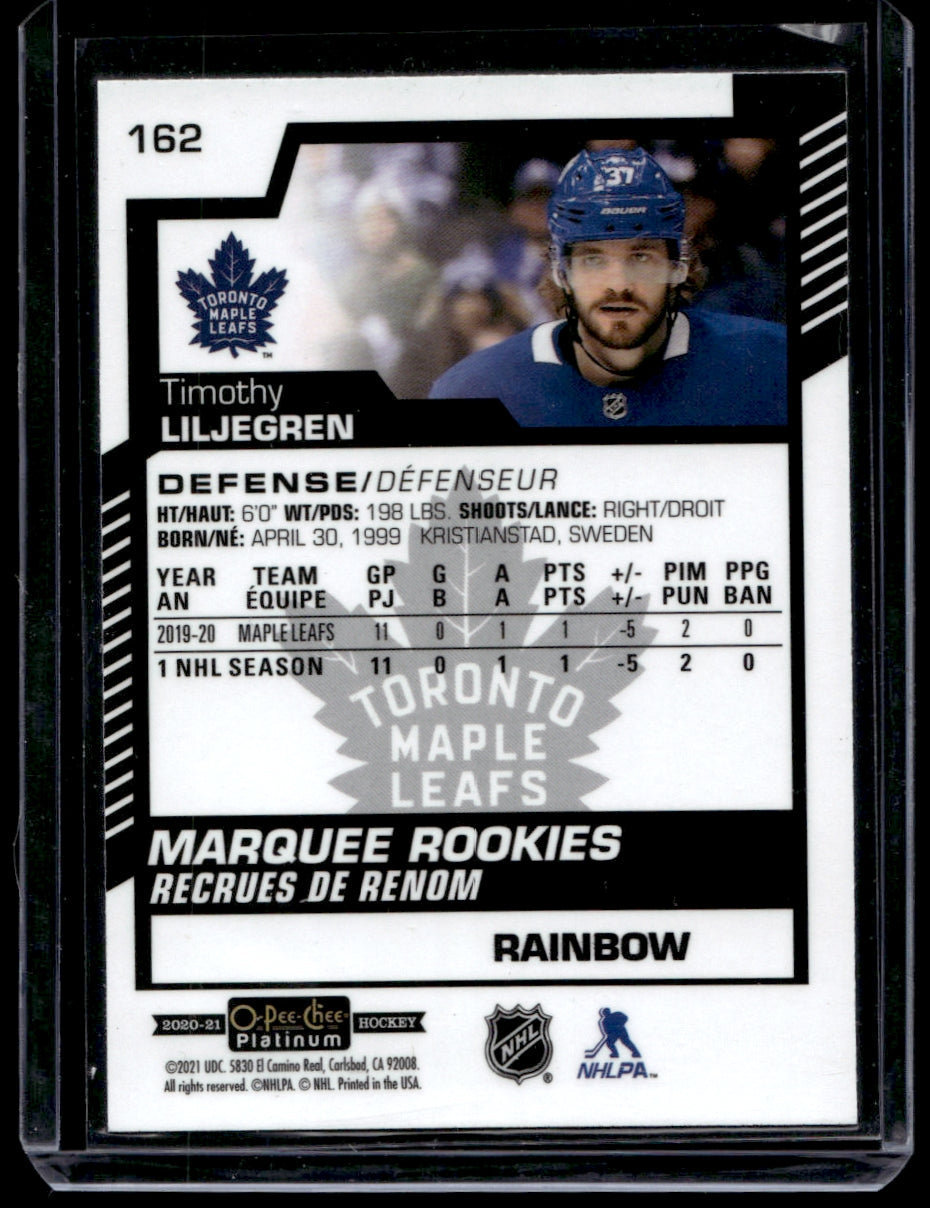 2020  O-Pee-Chee Platinum Rainbow #162 Timothy Liljegren MR Maple Leafs 2241