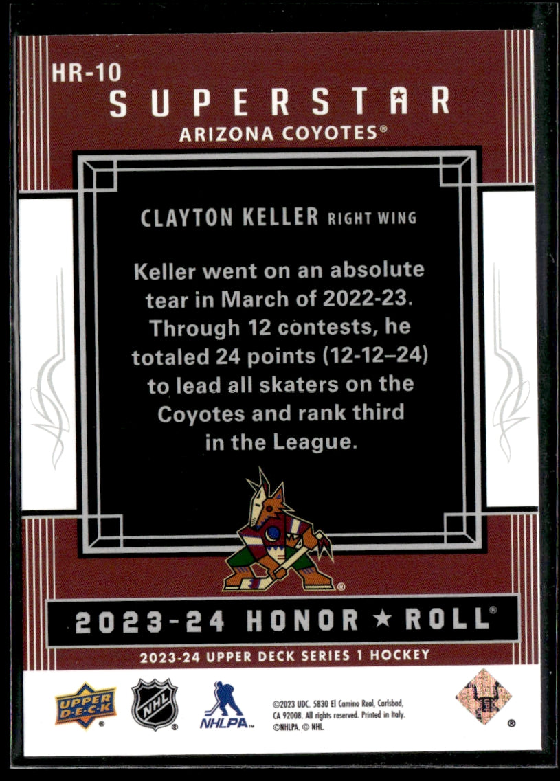 2023 Upper Deck Honor Roll #HR-10 Clayton Keller   Arizona Coyotes 4125