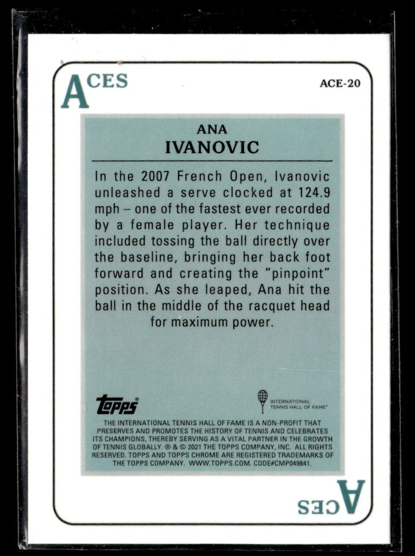 2021 Topps Chrome Tennis Aces #ACE-20 Ana Ivanovic 1365