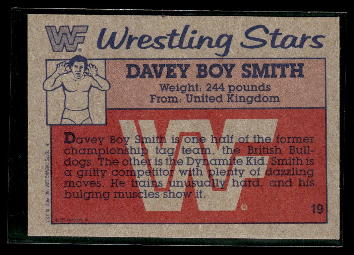 1987 Topps WWF #19 Davey Boy Smith 1354
